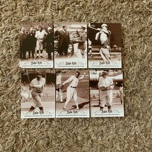 6 Babe Ruth baseball cards.